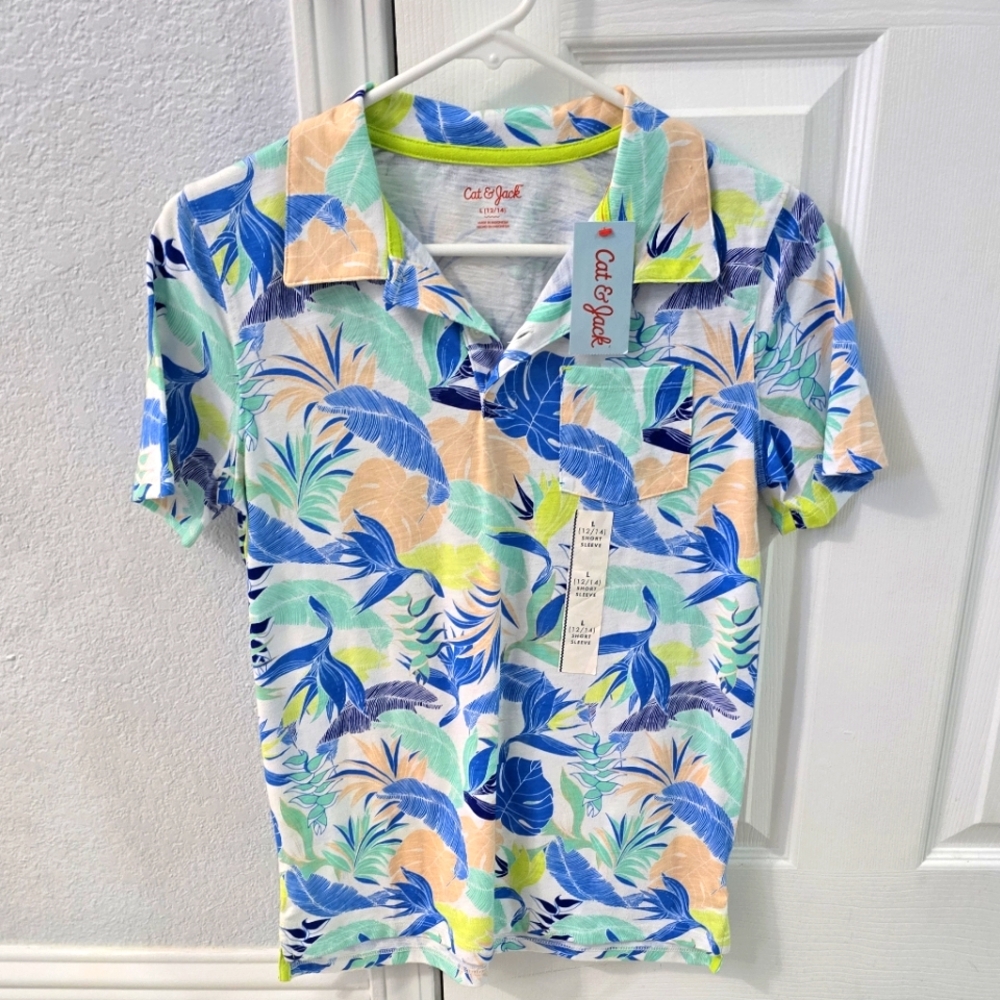 Cat & Jack button down Hawaiian style shirt